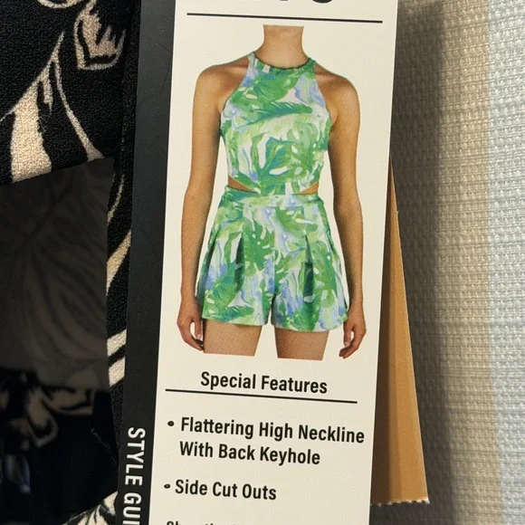 Elegant Black and White Floral Romper W/ Cutouts - Picture 6 of 6